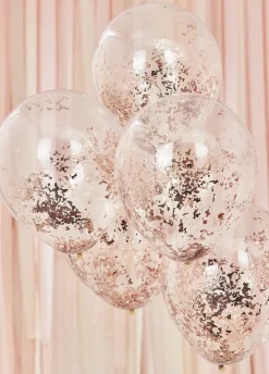 Balony z konfetti różowe złoto (5szt.)
