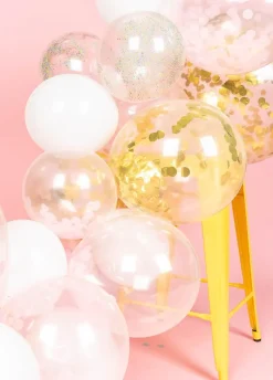 Balony z KONFETTI różowym 30cm (3szt.)