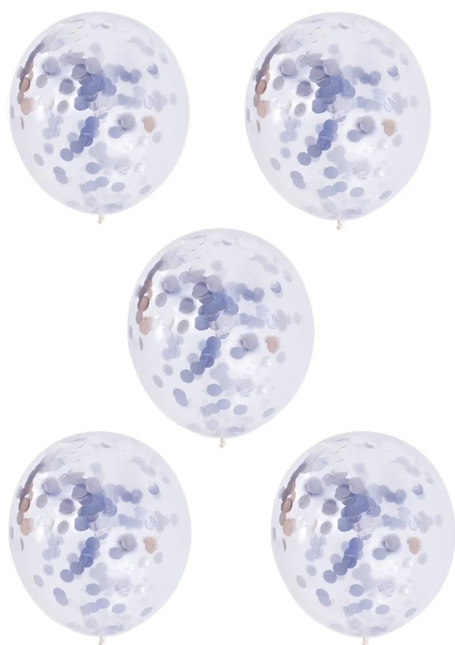 Balony z KONFETTI srebrnym 20cm (5szt.)