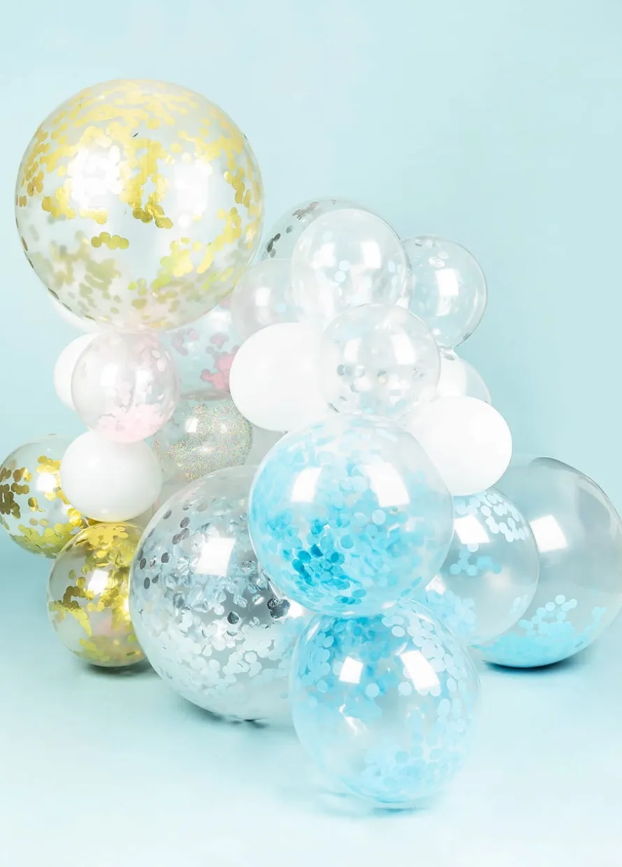 Balony z KONFETTI srebrnym 20cm (5szt.)
