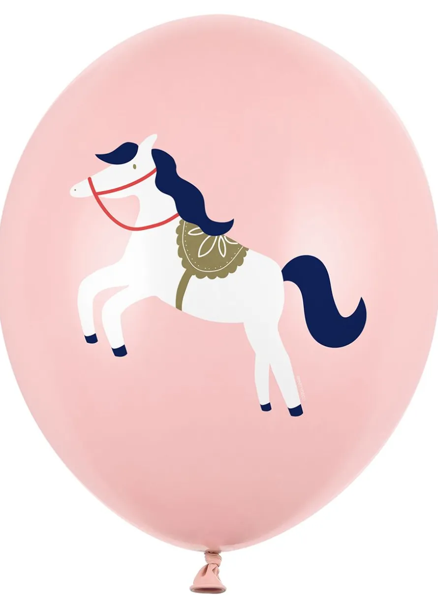 Balony z koniem różowe (6szt.)