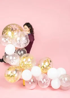 Balon z KONFETTI różowym gigant 50cm