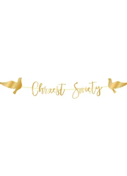 Baner CHRZEST ŚWIĘTY złoty 150cm