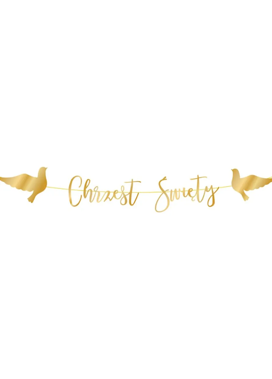 Baner CHRZEST ŚWIĘTY złoty 150cm