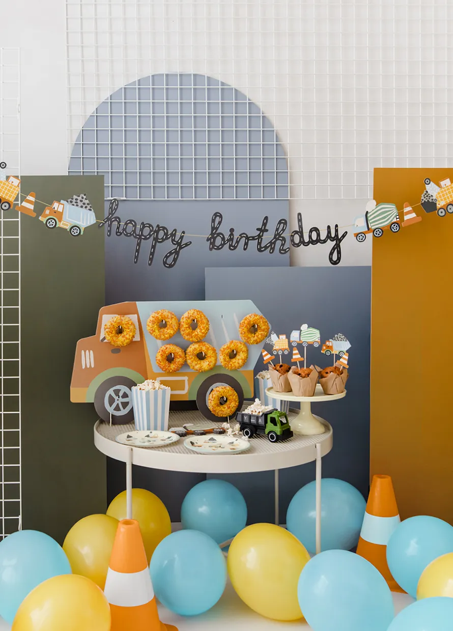 Baner happy birthday POJAZDY BUDOWLANE 2 m
