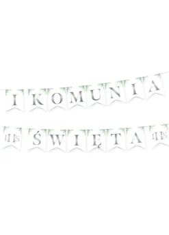 Baner komunijny KOMUNIA ŚWIĘTA srebrny 2.4m