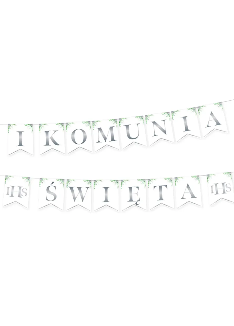 Baner komunijny KOMUNIA ŚWIĘTA srebrny 2.4m