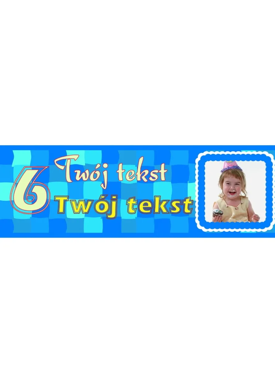 Baner urodzinowy NIEBIESKI ze zdjęciem - 125x38cm
