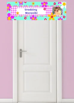 Baner urodzinowy ze zdjęciem KWIATKI - 125cm x 38cm
