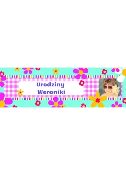 Baner urodzinowy ze zdjęciem KWIATKI - 125cm x 38cm