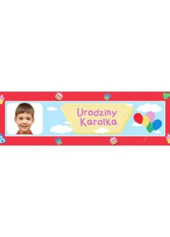Baner ze zdjęciem BALONIKI dekoracja urodzinowa dla dzieci