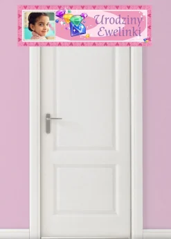 Baner ze zdjęciem DIAMENTY dekoracja na urodziny dziewczynki
