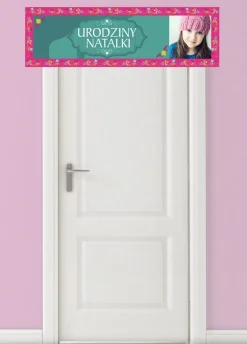Baner ze zdjęciem SELEDYNOWE URODZINY - 125cm x 38cm