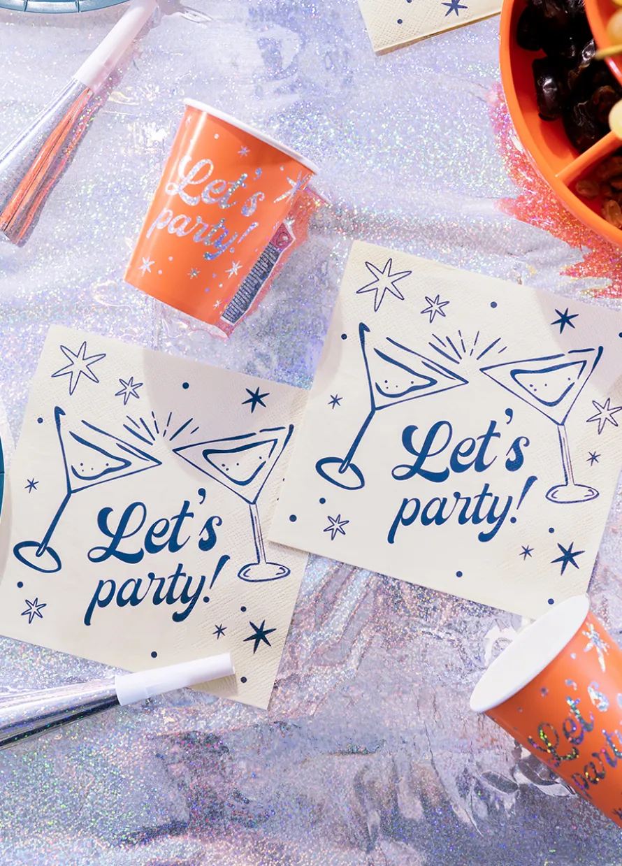 Beżowe serwetki z napisem LET'S PARTY 20 szt.