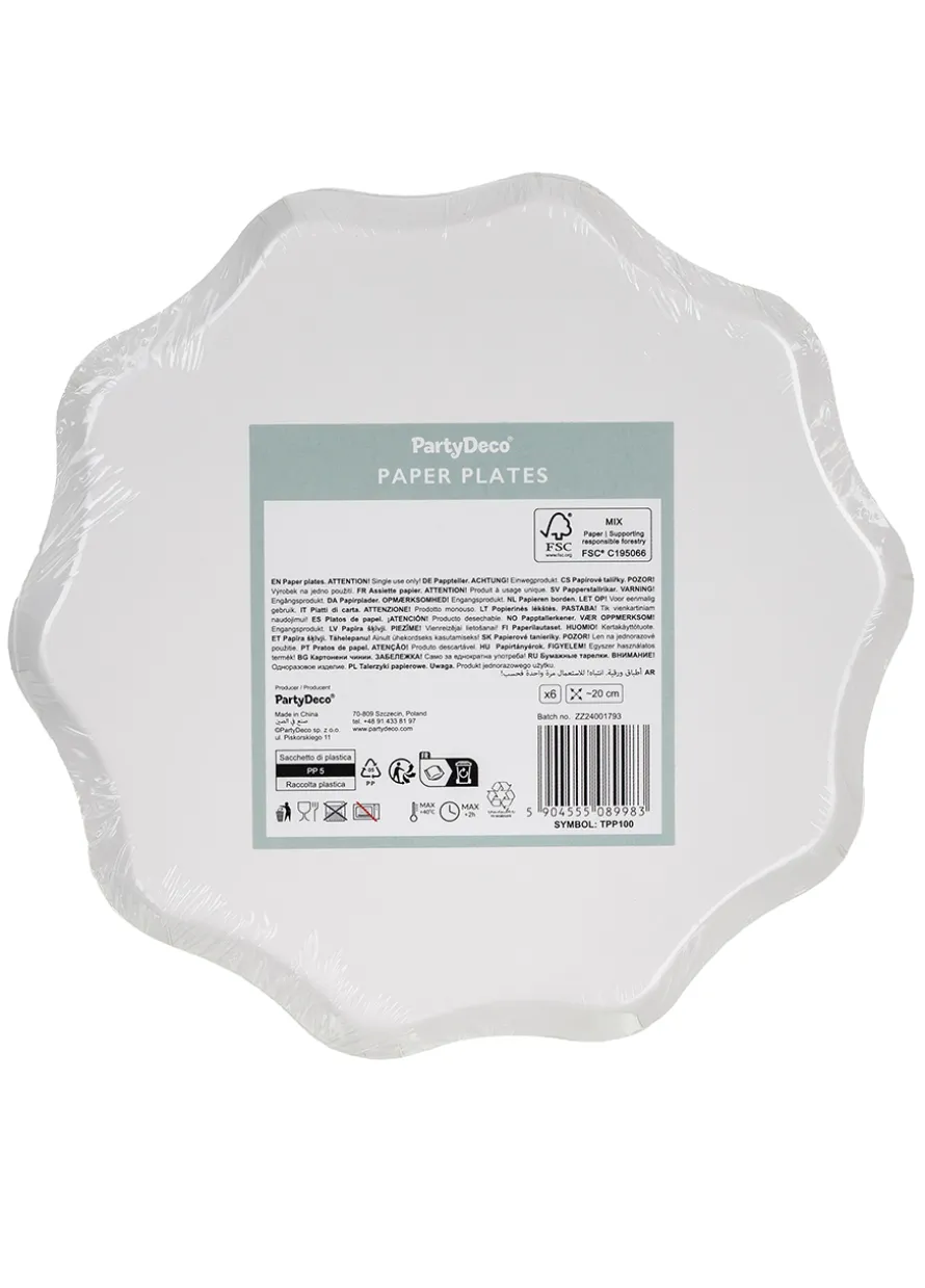 Beżowe talerzyki KWIATY 20cm (6szt.)