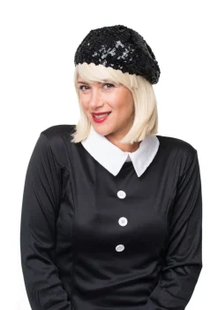 Beret z cekinami czarny