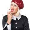 Beret z cekinami czerwony