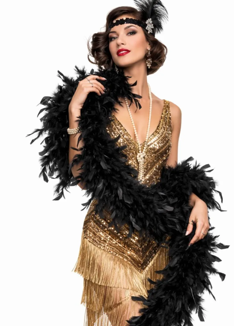 Boa z piór czarne LATA 20 (190cm)