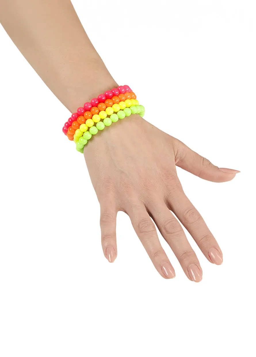 Bransoletki koralikowe NEON biżuteria lata 80