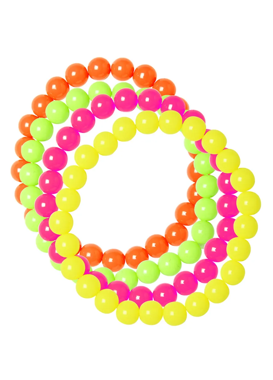Bransoletki koralikowe NEON biżuteria lata 80