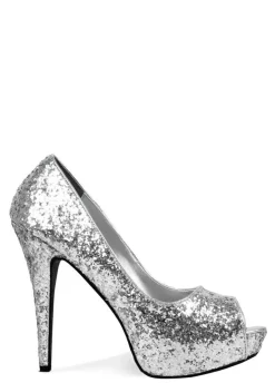 Brokatowe buty disco ALLURE srebrne