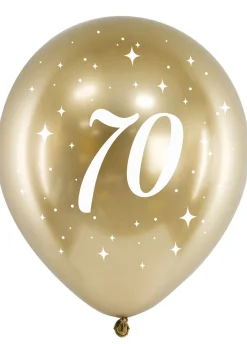 Chromowane BALONY NA 70 URODZINY złote 30 cm (6szt.)