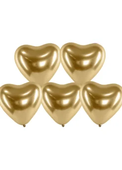 Chromowane balony w kształcie SERCA złote 30cm (50szt.)
