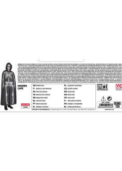 Czarna peleryna z kapturem HALLOWEEN 145 cm