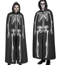 Czarna peleryna z kapturem HALLOWEEN 145 cm