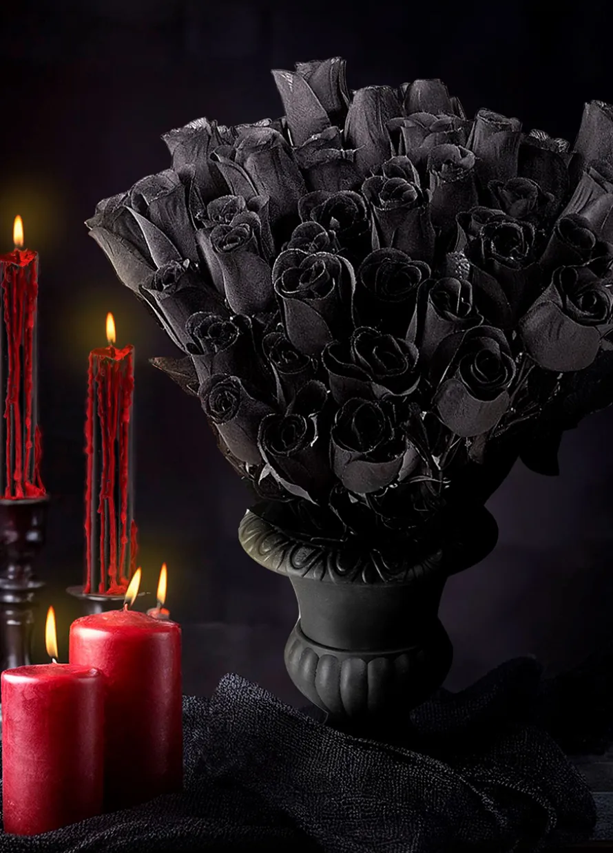 Czarna RÓŻA dodatek na Halloween