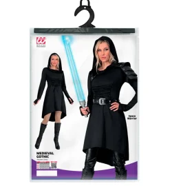 Czarna suknia z kapturem na HALLOWEEN