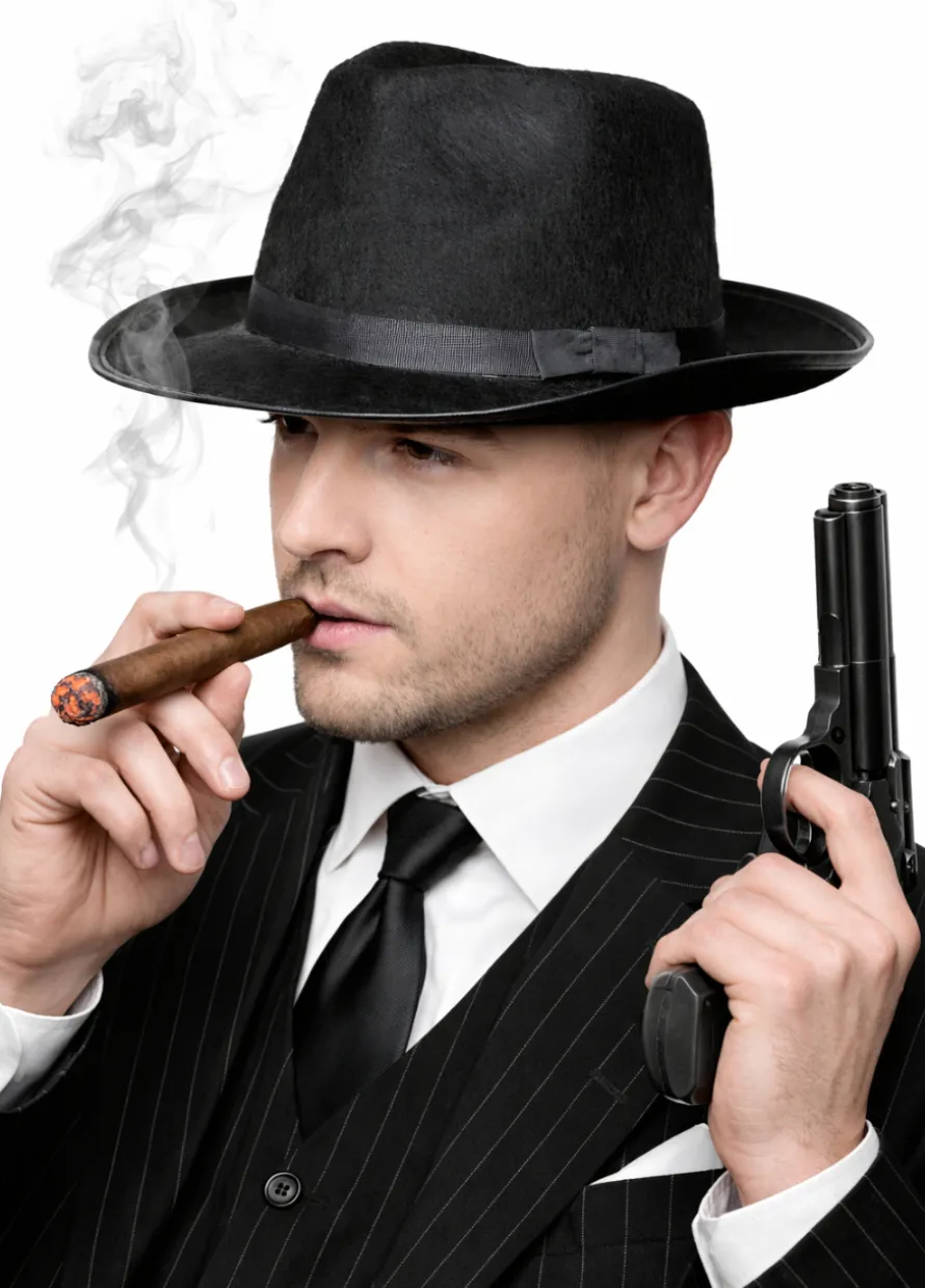 Czarny kapelusz gangstera MAFIA kapelusz lata 20