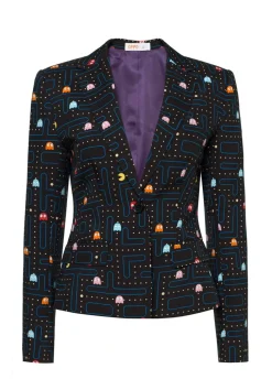 Damski śmieszny garnitur PAC-MAN marynarka i spódnica