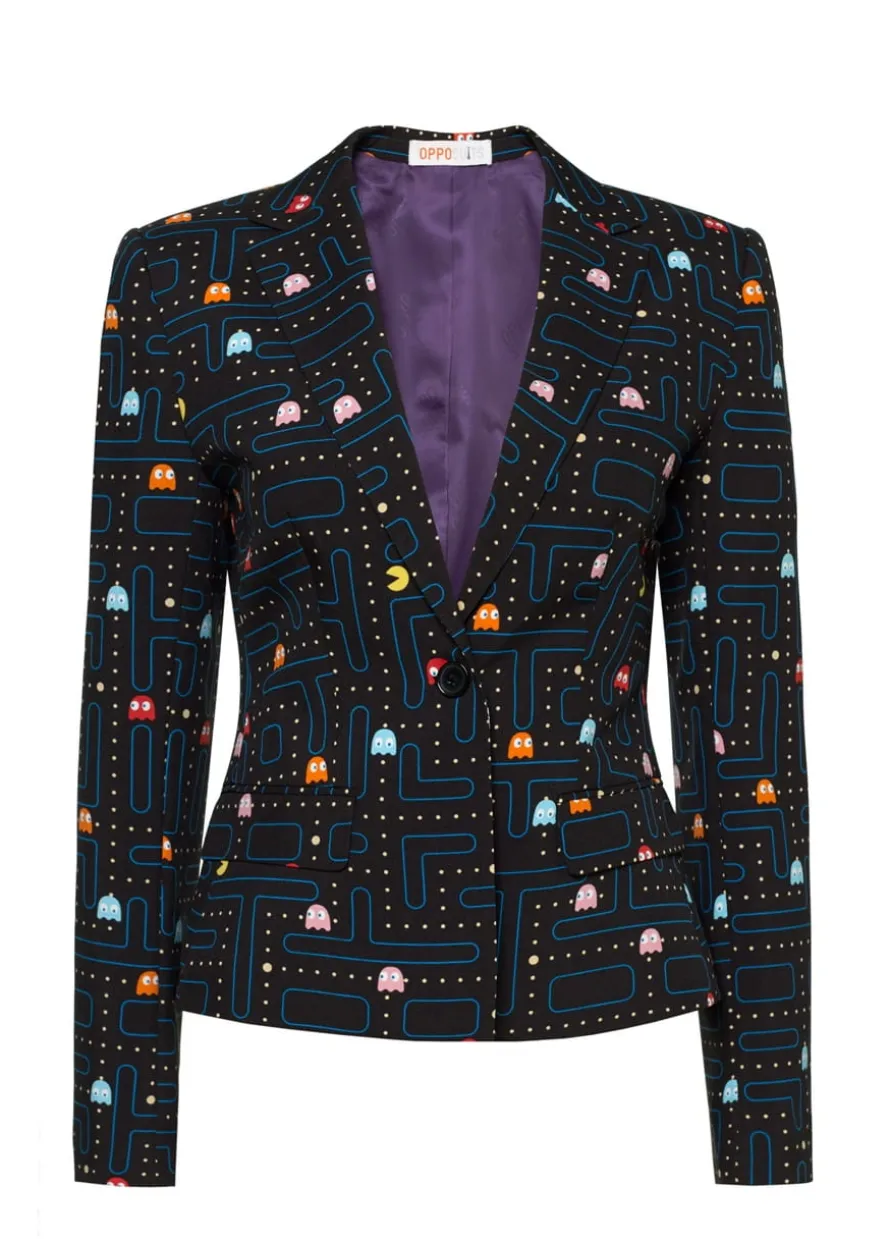 Damski śmieszny garnitur PAC-MAN marynarka i spódnica