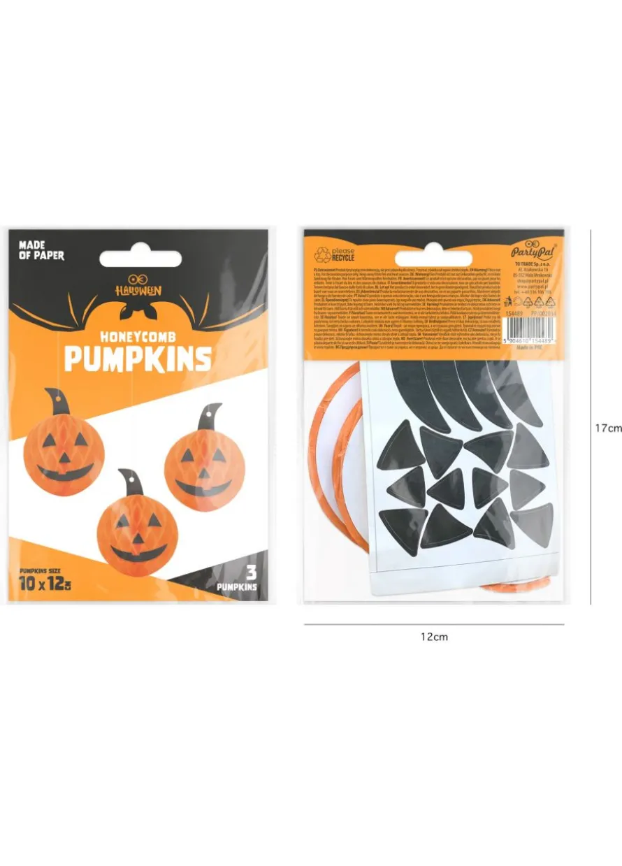 Dekoracja na Halloween DYNIE HALLOWEENOWE rozety papierowe (3szt.)