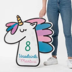 Dekoracja na urodziny JEDNOROŻEC stand kartonowy