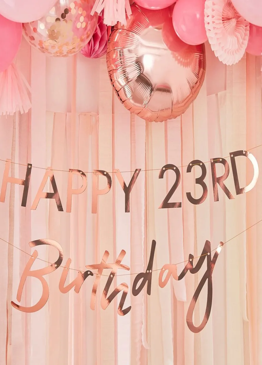 Dekoracja rose gold NAPIS HAPPY BIRTHDAY z personalizacją