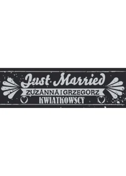 Dekoracja sali weselnej JUST MARRIED baner personalizowany - 125cm x 38cm
