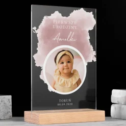 Dekoracja stojąca NA PIERWSZE URODZINY DZIEWCZYNKI