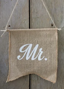 Dekoracja wisząca flagi MR & MRS RUSTYKALNE WESELE