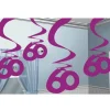 Dekoracja wisząca 60 URODZINY róż (5szt)