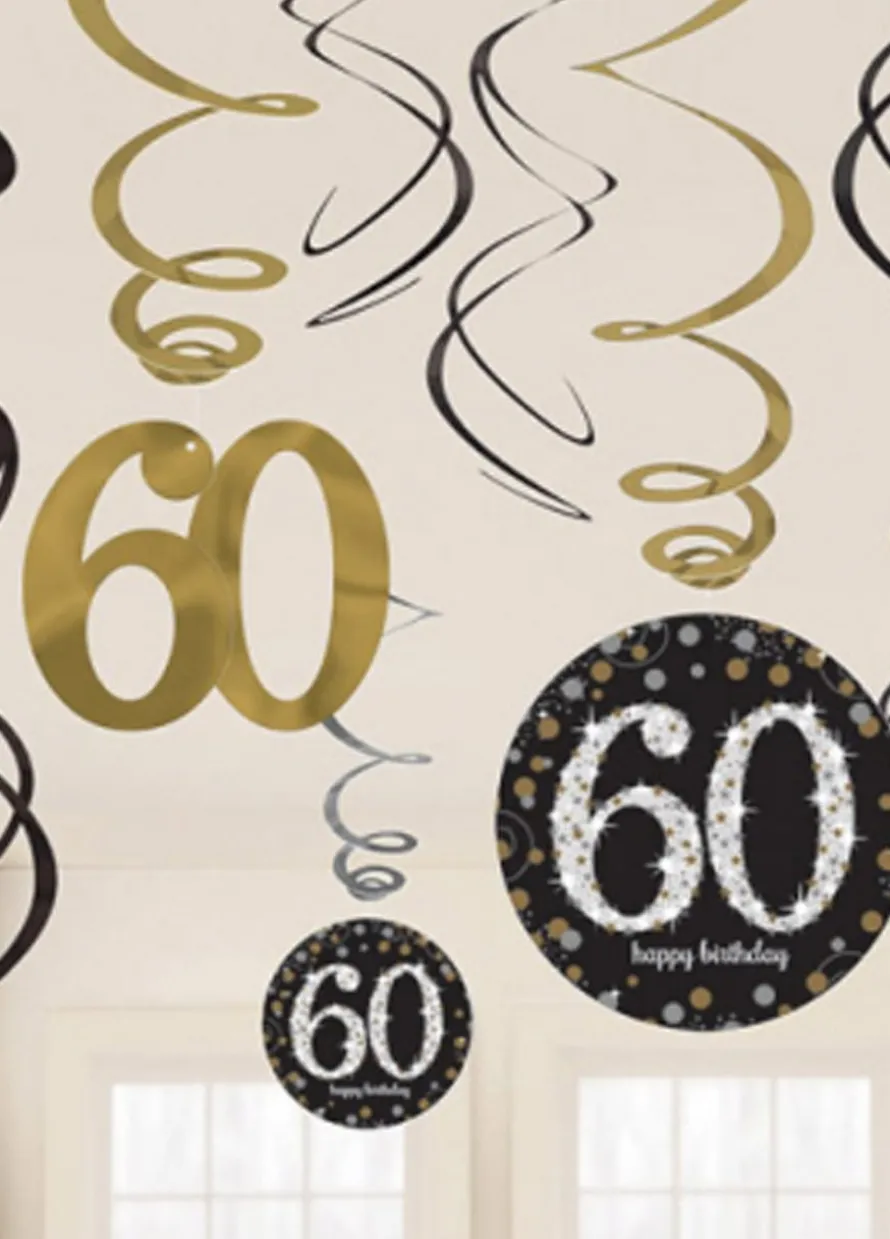 Dekoracja wisząca 60 URODZINY Sparkling (12szt.)