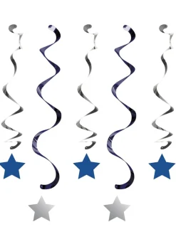 Dekoracje wiszące GWIAZDECZKA niebieskie SWIRL (5szt)