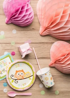 Duża dekoracja papierowa rozeta HONEYCOMB łososiowa 40cm