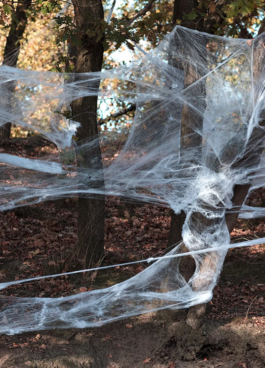Duża sztuczna pajęczyna z pająkami Halloween 500g