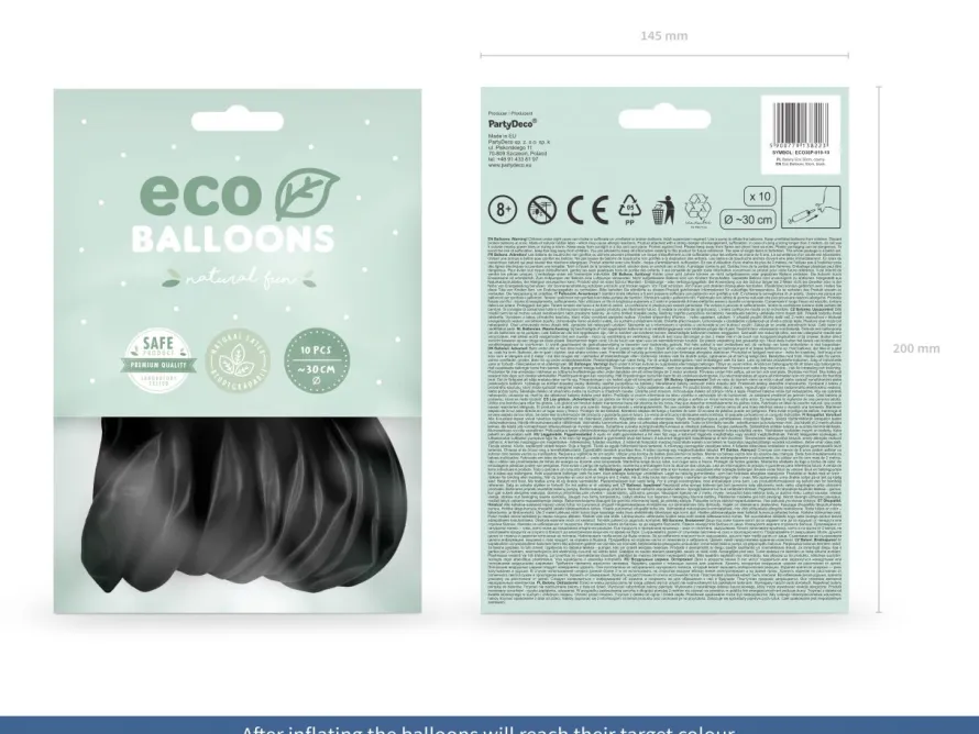 Ekologiczne balony czarne 30cm (10 szt.)