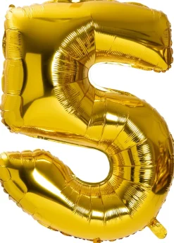 Foliowy balon CYFRA 5 - złoty błysk 85cm