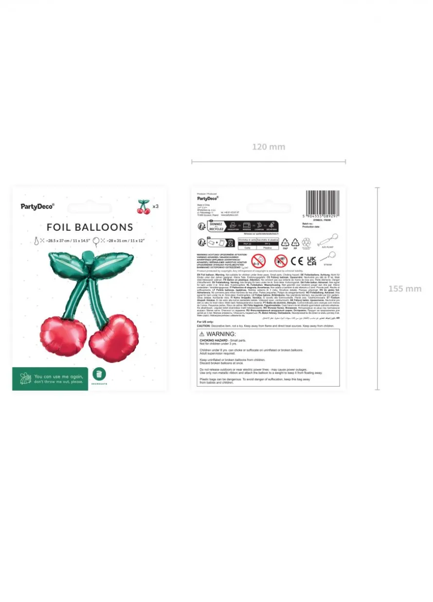Foliowy balon na powietrze WISIENKI balony do girland 28x31 cm