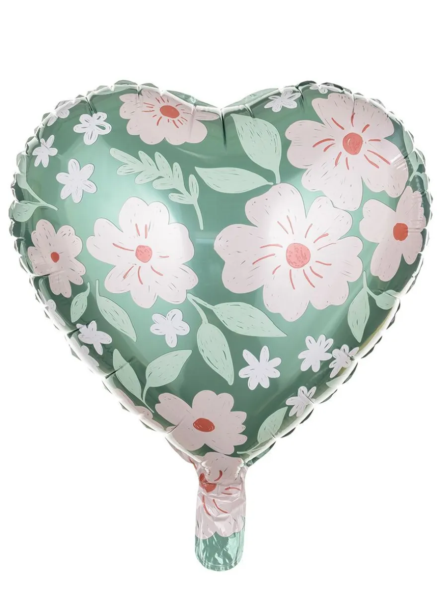 Foliowy balon SERCE w kwiaty (1szt.)