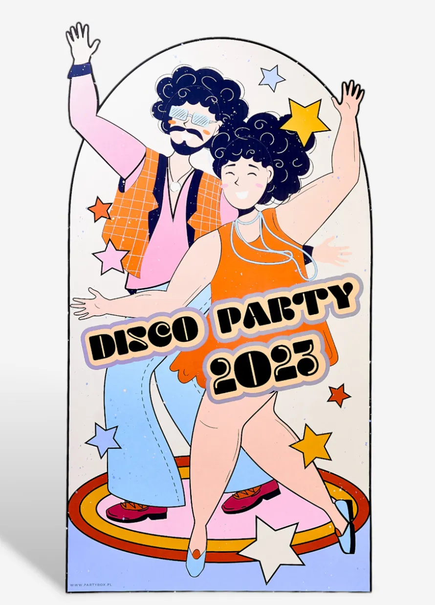 Fotościanka z otworami na twarz DISCO PARTY